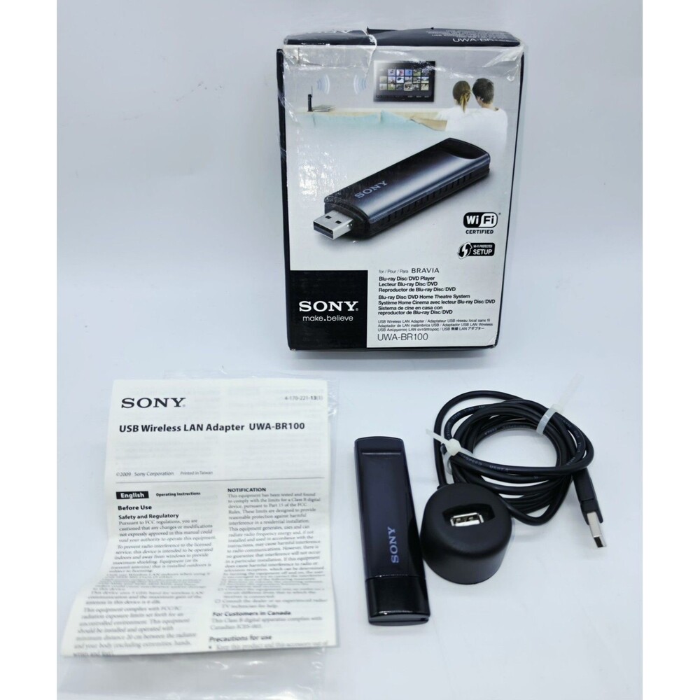 Sony UWA-BR100 USB Wireless LAN Adapter Bravia HDTV Blu-ray Dongle Extension Box